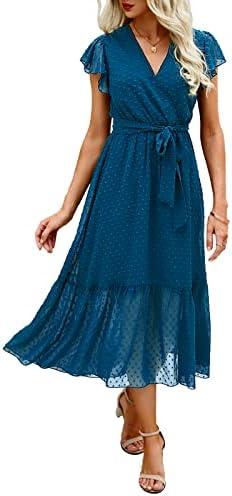 Review: BTFBM Women's Bohemian Floral Wrap V Neck Ruffle Midi Dress