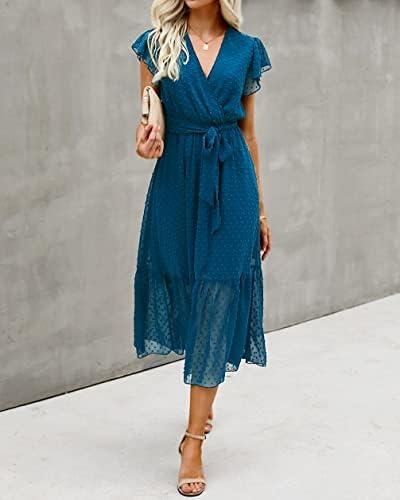 Review: BTFBM Women's Bohemian Floral Wrap V Neck Ruffle Midi Dress
