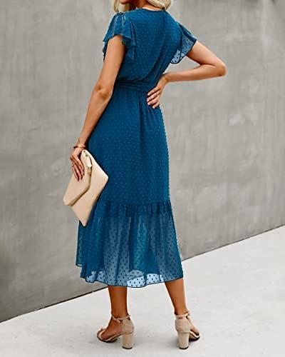 Review: BTFBM Women's Bohemian Floral Wrap V Neck Ruffle Midi Dress