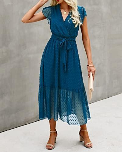 Review: BTFBM Women's Bohemian Floral Wrap V Neck Ruffle Midi Dress