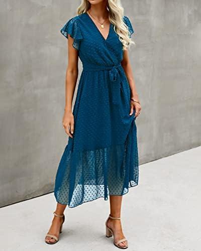 Review: BTFBM Women's Bohemian Floral Wrap V Neck Ruffle Midi Dress